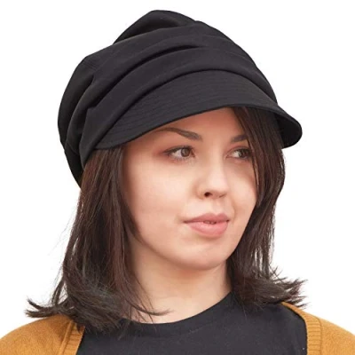 Afbeelding van CHARM Newsboy Platte Pet Large Dames Zomermuts Boho Zonnehoed Hipster Heren, zwart.