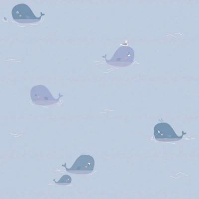 Afbeelding van ORKA&#039;S MET MEEUW BEHANG Kinderkamer blauw grijs wit A.S. Création Little Love