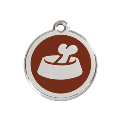 Afbeelding van Bone in Bowl Brown roestvrijstalen hondenpenning medium/gemiddeld dia. 3 cm RedDingo