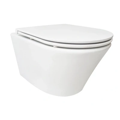 Afbeelding van Wiesbaden Vesta wandcloset rimless met Flatline toiletzitting softclose en quick release mat wit