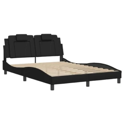 Afbeelding van vidaXL Bedframe met hoofdbord kunstleer zwart 140x200 cm