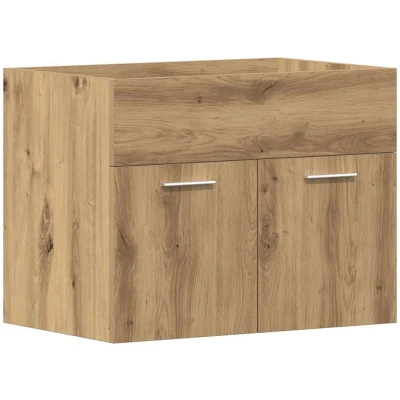 Afbeelding van Wastafelkast 60x38,5x46 cm bewerkt hout artisanaal eikenkleur