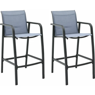 Afbeelding van Tuinbarstoelen 2 st textileen grijs