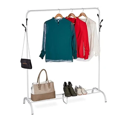 Afbeelding van Relaxdays kledingrek metaal garderoberek staand hangrek kleding kledingstandaard wit