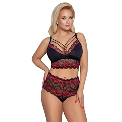 Afbeelding van Cottelli BH en Slip Set Zwart &amp; Rood