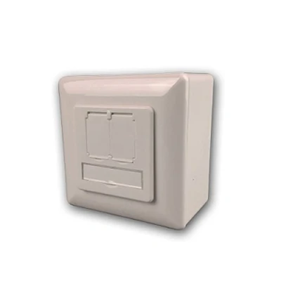 Afbeelding van Premium CAT6 Gigabit netwerk opbouw wandcontactdoos met 2 RJ45 poorten afgeschermd / wit