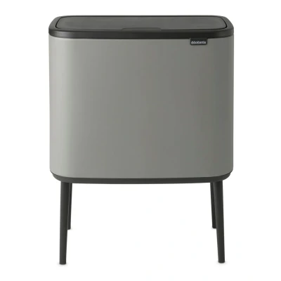 Afbeelding van Brabantia Bo Touch Bin Recyling Duo Prullenbak Met Deksel Op Pootjes 11 + 23 Liter Grijs