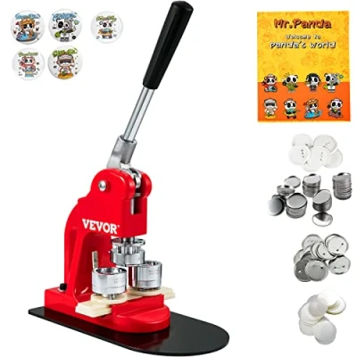Afbeelding van VEVOR Knop Machine 32 mm, Punch Press Badge 500 stks. Metalen Deksel, DIY Custom Maker met Magisch Boek en Cirkelsnijder