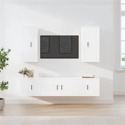 Afbeelding van vidaXL 5 delige Tv meubelset bewerkt hout wit