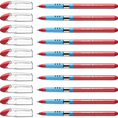 Image de Schneider Slider Basic (Stylos à bille, pointe moyenne (M)) Lot de 10 Stylos, Encre rouge