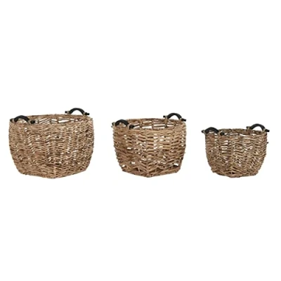 Afbeelding van Basket spelset DKD Home Decor Hout Koloniaal Vezel (46 x 46 40 cm)
