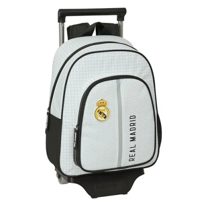 Afbeelding van Schoolrugzak met Wielen Real Madrid C.F. Wit Grijs 28 x 34 10 cm