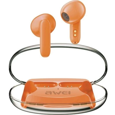 Afbeelding van AWEI Bluetooth 5.3 T85 ENC TWS hoofdtelefoon + dockingstation oranje/oranje