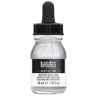 Image de Liquitex 4260236 Peinture acrylique professionnelle liquide Encre 30 ml aérographe hautement pigmentée Argent clair irisé
