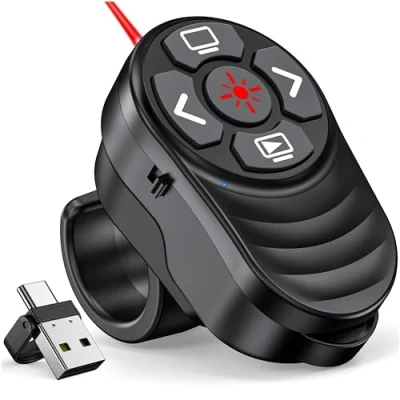 Afbeelding van Elegamefy Finger Ring Presenter, 2 in 1 USB C Presentatie Afstandsbediening voor Mac Windows Linux PowerPoint Pointer Oplaadbare Draadloze Presenter