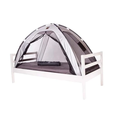 Afbeelding van Deryan Bedtent Klamboe 200x90cm Hoogste kwaliteit Muggennet Muskietennet 1mm gaas Silver