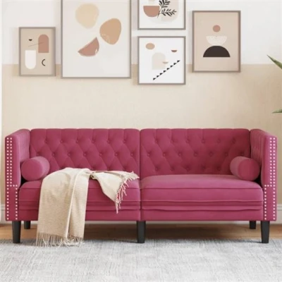 Image de vidaXL Canapé Chesterfield avec traversins 2 places velours372687