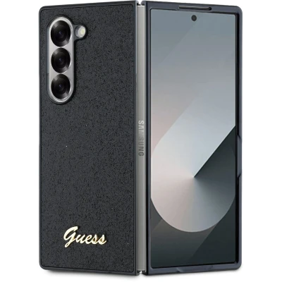 Afbeelding van Guess Glitter Script Hoesje Geschikt voor Samsung Galaxy Z Fold 6 Back Cover Zwart