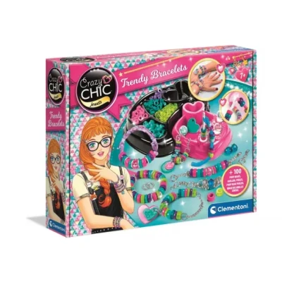 Afbeelding van Clementoni Crazy Chic Armband Met Kleurrijke Ringetjes, hobbypakket, armbanden maken kinderen