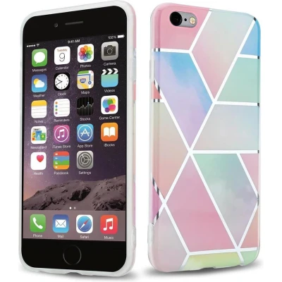 Afbeelding van Cadorabo Hoesje geschikt voor Apple iPhone 6 PLUS / 6S in Regenboog Marmer No. 11 Beschermhoes gemaakt van TPU siliconen Case Cover met mozaïek motief