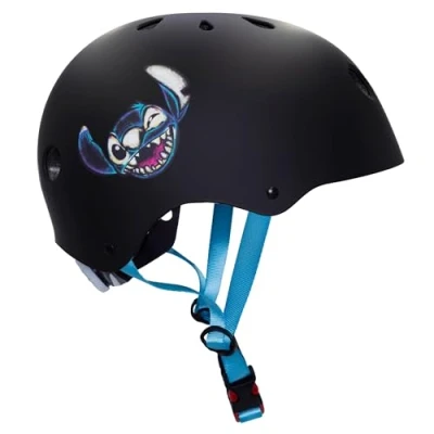 Afbeelding van DISNEY Stitch Zwarte kinderfietshelm, lichtgewicht, verstelbaar, sportief voor jongen 52 56 cm