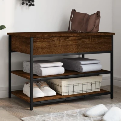 Afbeelding van Schoenenbankje 70x42,5x50 cm bewerkt hout bruineikenkleurig
