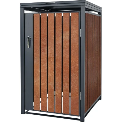 Afbeelding van Vuilnisbakbox voor 1 afvalemmer tot 240 liter antraciet/roestvast staal/Cortenstaal ML Design