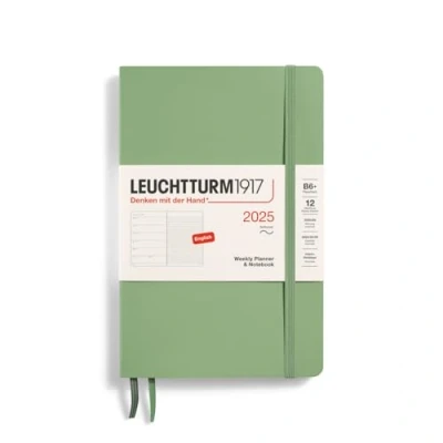 Afbeelding van Leuchtturm1917 Weekly Planner &amp; Notebook B6+ Paperback 12 maanden 2025 Softcover Sage