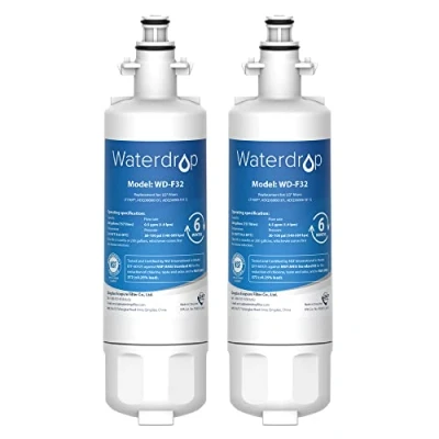 Afbeelding van 2 x Waterdrop 257760 waterfilter voor koelkast, compatibel met Panasonic CNRAH 257760, 125950 NR B53V1 WB/X1D BG53V2 BG53VW2 B53V2 XE B54X1 WB/E, Eco. Aqua EFF 600 32B, AH PCN