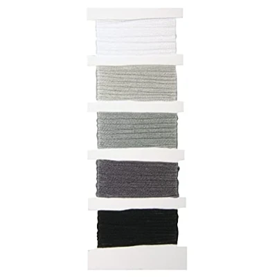 Afbeelding van Rayher 5 x katoenen garen Stitch &amp; knopen 10 m 50 grijs / zwart 53564558