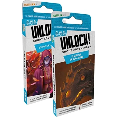 Afbeelding van ASMODEE Space Cowboys Unlock! Short Adventure de kerker van Doo Arann + vlucht engel escape/kaartspel voor kinderen en volwassenen vanaf 10 jaar Franse versie
