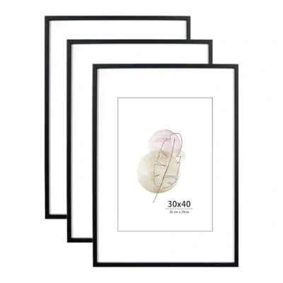Afbeelding van Set van 3 zwarte fotolijsten voor wandmontage, 30 x 40 cm