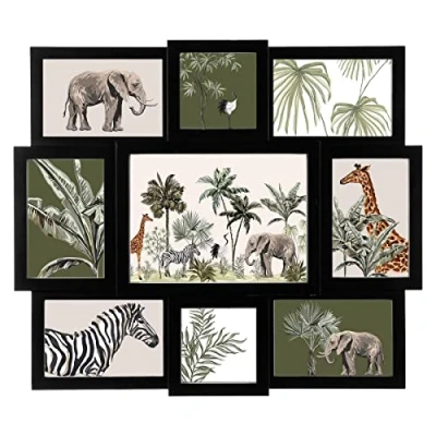 Afbeelding van 5Five collage fotolijst 9 foto&#039;s 10 x 15 cm zwart foto frame Cali modern