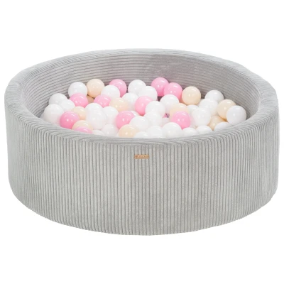 Afbeelding van Piscine à balles En velours côtelé 300 rondes Diamètre : 90 cm (couleur de la piscine/balles gris/blanc, rose, cappuccino)
