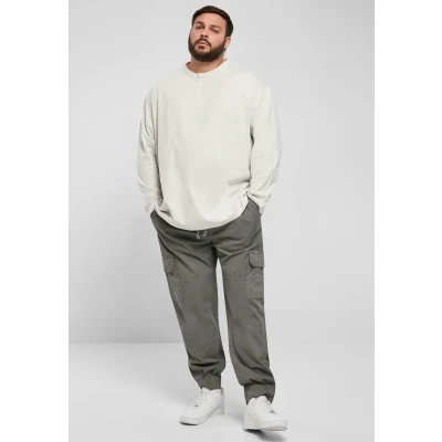 Afbeelding van Urban Classics Oversized Henley Longsleeve Longsleeve, Heren, Maat: Small, Lightgrey