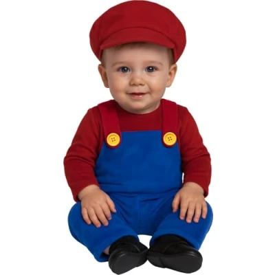 Afbeelding van Guirca Super Mario Bros Kostuum Kleine Kind Blauw, Rood 1 2 jaar Carnavalskleding Verkleedkleding