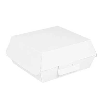 Afbeelding van 50 stuks hamburger schelpen &quot;Thepack&quot; 230 G/M2 14,2 x 13,7 6,1 cm wit nano micro golfkarton
