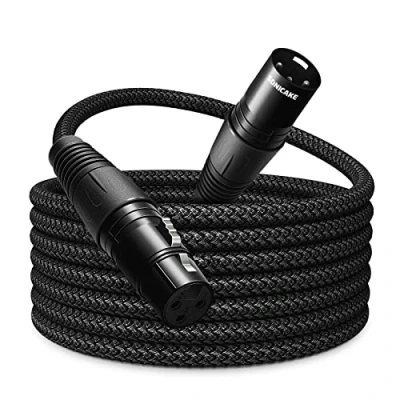 Afbeelding van SONICAKE Microfoonkabel XLR mannelijk naar vrouwelijk 3 polig nylon gevlochten kabel zwart (3M)