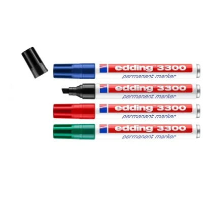 Afbeelding van Edding permanent marker e 3300 etui van 4 stuks in geassorteerde kleuren
