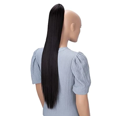 Afbeelding van Prettyshop Paardenstaart H170 paardenstaart, extra lang, hittebestendig, kunstvezel, 71 cm, donkerbruin