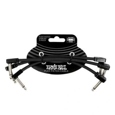 Afbeelding van Ernie Ball EEB 6444 Flex Patch cable 15 cm, Zwart 3 pack kabel set