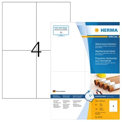 Afbeelding van Etiket HERMA 10773 105x148mm weerbestendig wit 320stuks