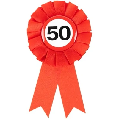 Afbeelding van Verjaardagsdecoratie rozet 50e verjaardag decoratie vrouw man