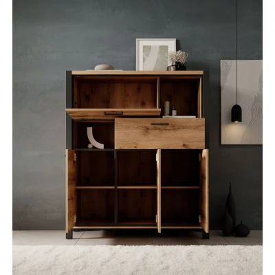 Afbeelding van Meubella Kast Acapulco Eiken Zwart 120 cm