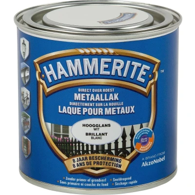 Afbeelding van Hammerite Metaallak Hoogglans Wit 0.25L