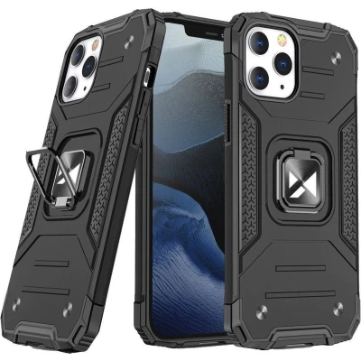 Afbeelding van Wozinsky Ring Armor iPhone 13 Pro hoesje zwart BackCover extra stevig met magnetische ringhouder