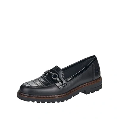 Afbeelding van Rieker Mocassins, Dames, Maat: 42, Black Leer en imitatieleer
