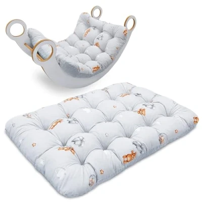 Afbeelding van Vloerkussen, groot, 70 x 110 cm, zitkussen voor kinderen, speelmat, vloermatras, kinderkamer, minky teddybeer