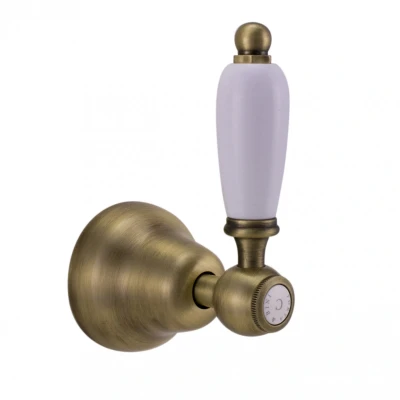 Afbeelding van PB klassieke kraan inbouw stopkraan met witte hendel Brons 1208854662