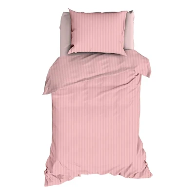 Afbeelding van Satin d&#039;Or Satijnstreep Dekbedovertrek Eenpersoons 140x200/220 cm Crystal rose
